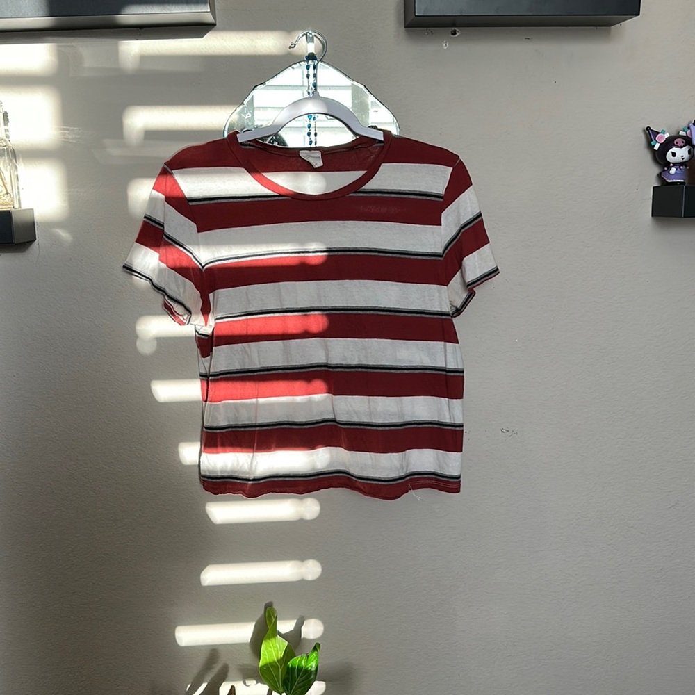 Medium orange and white striped shirt